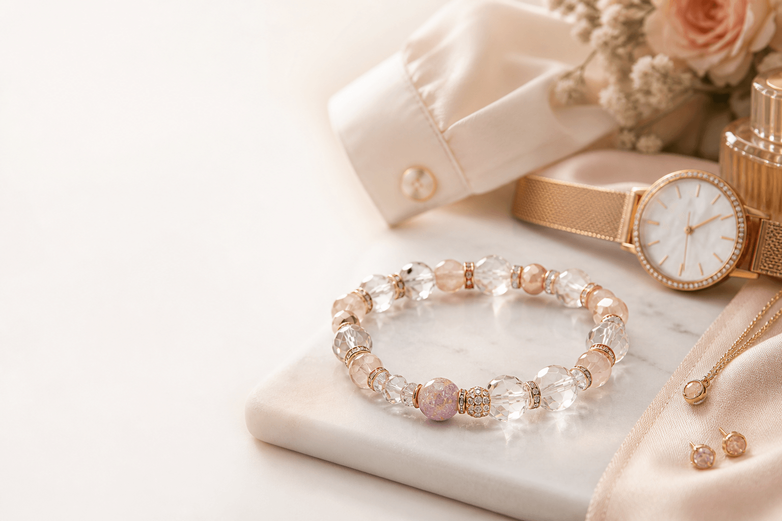 Generate an image of hero image in the context of "Key Factors to Consider When Personalizing a Crystal Bracelet and Tips for Pairing It Effectively".
